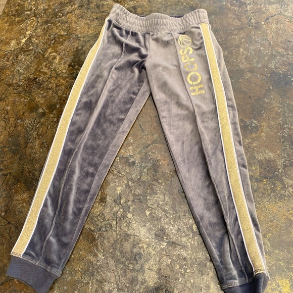 Justice Other - Justice Active Wear jogging track pants grey soft velour sz 7 girls gold stripe